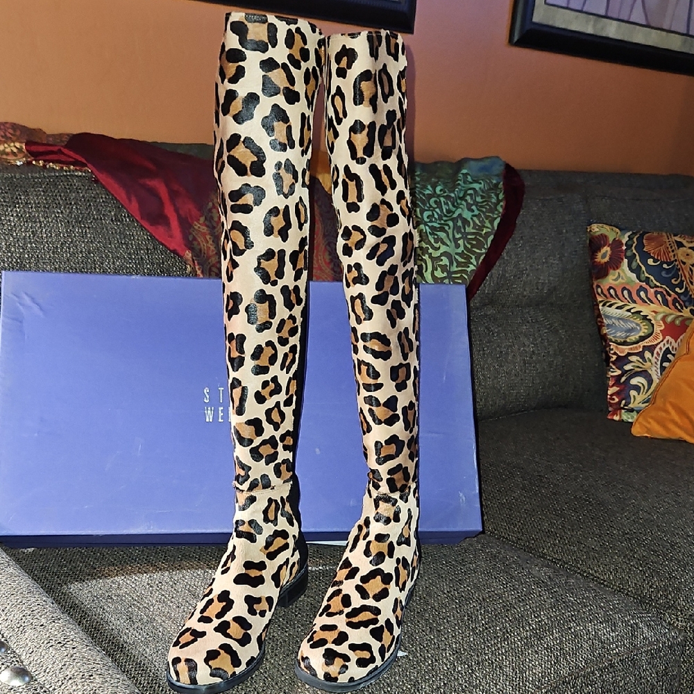 Stuart Weitzman Leopard Over-the-Knee Boots